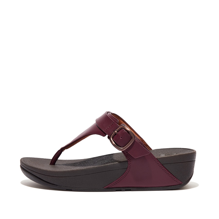 Fitflop LULU Adjustable Leather Toe-Posts Plummy