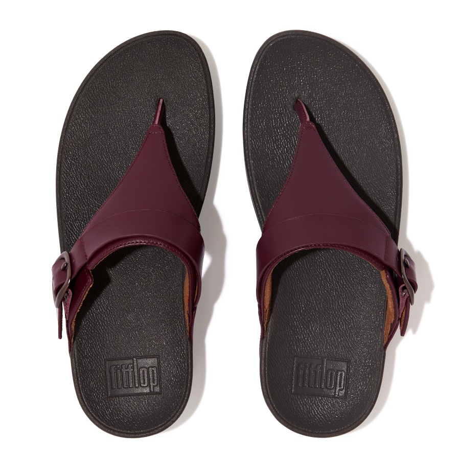 Fitflop LULU Adjustable Leather Toe-Posts Plummy