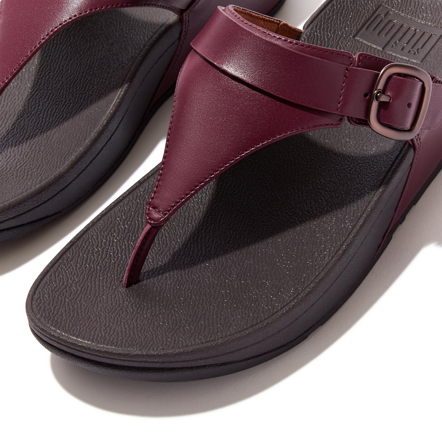 Fitflop LULU Adjustable Leather Toe-Posts Plummy