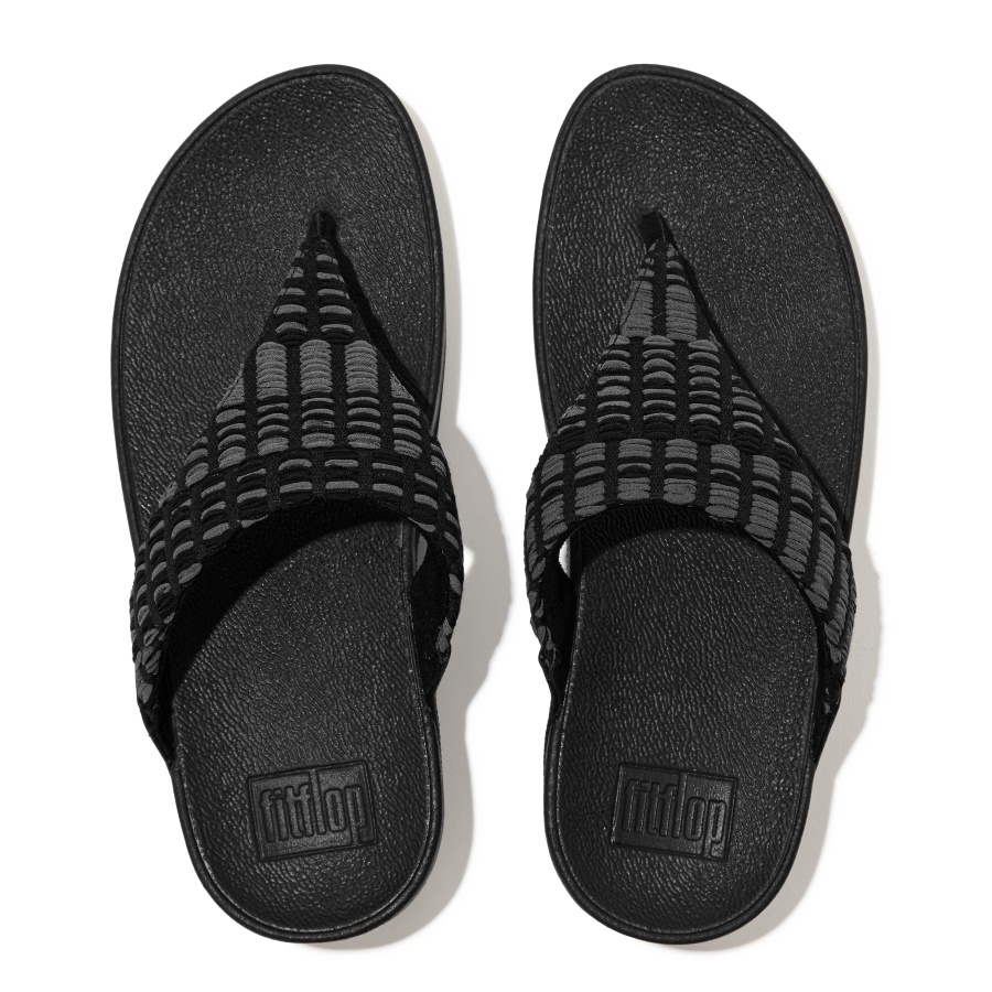 Fitflop LULU Art-Denim Toe-Post Sandals All Black