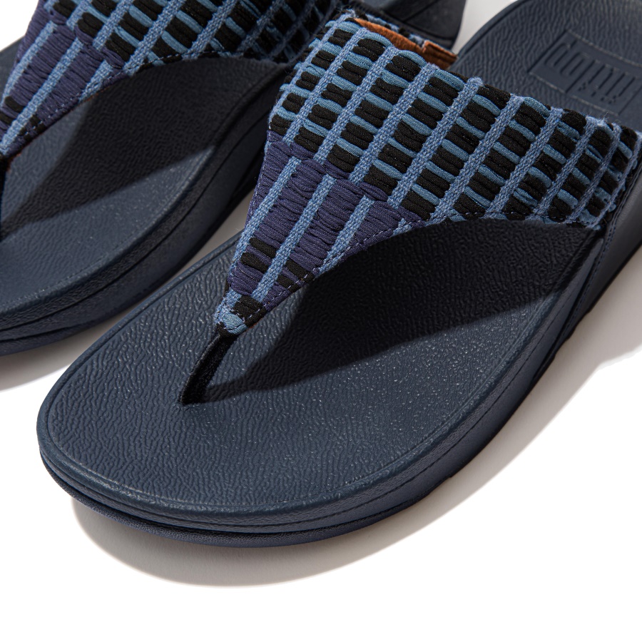 Fitflop LULU Art-Denim Toe-Post Sandals Midnight Navy