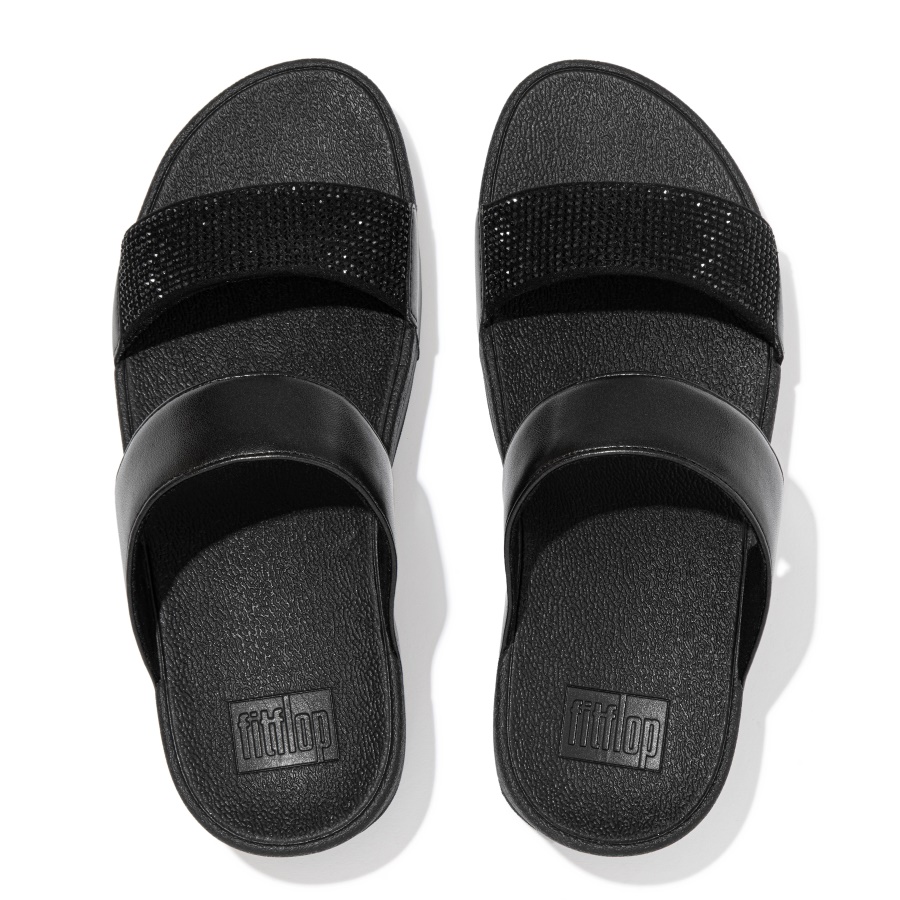 Fitflop LULU Crystal Slides All Black