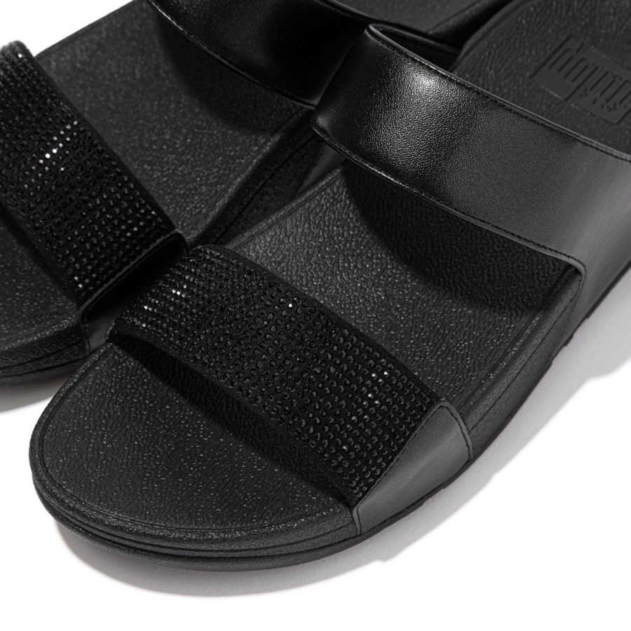 Fitflop LULU Crystal Slides All Black