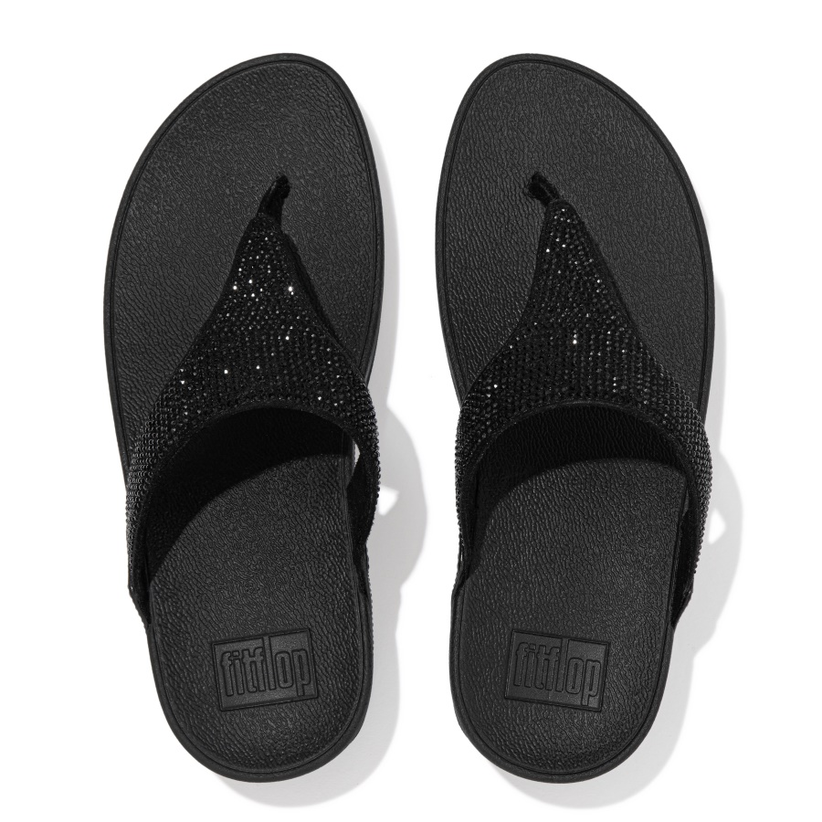 Fitflop LULU Crystal Toe-Post Sandals All Black