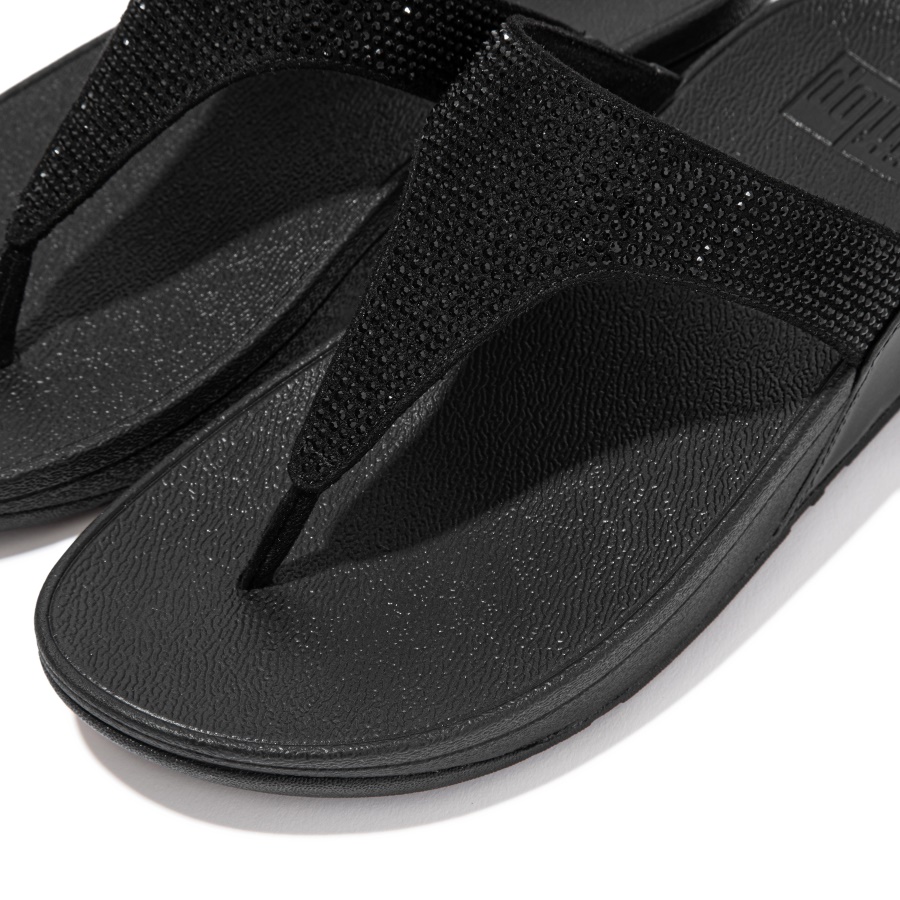 Fitflop LULU Crystal Toe-Post Sandals All Black