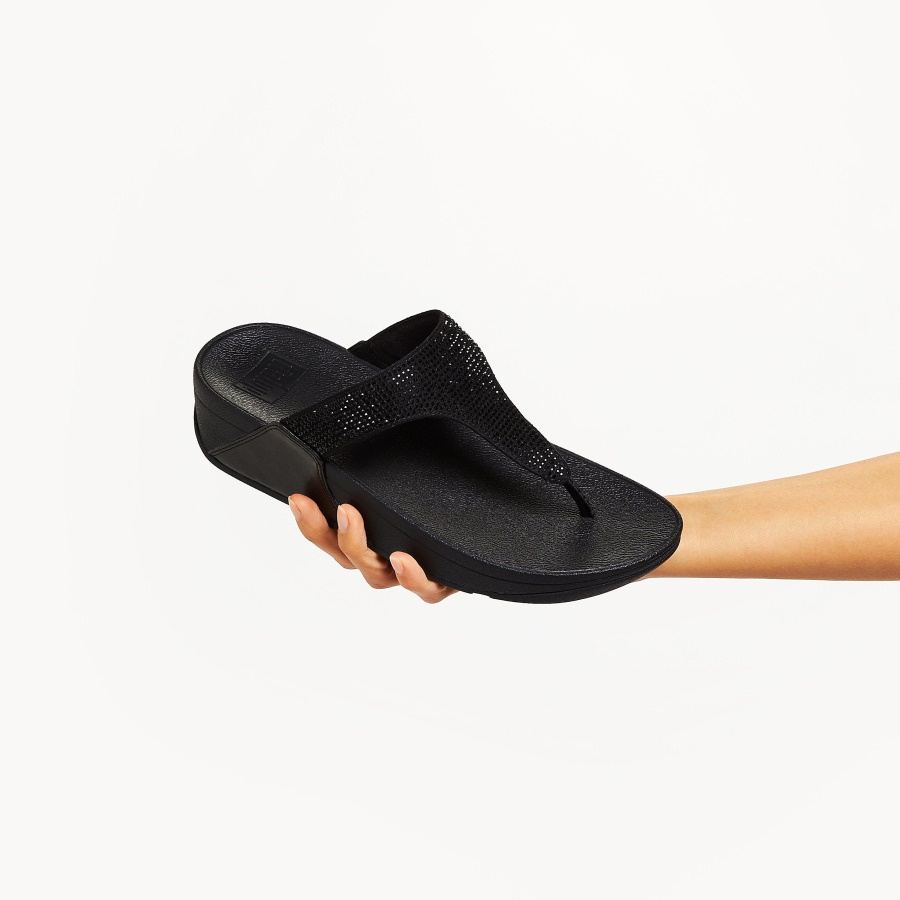 Fitflop LULU Crystal Toe-Post Sandals All Black