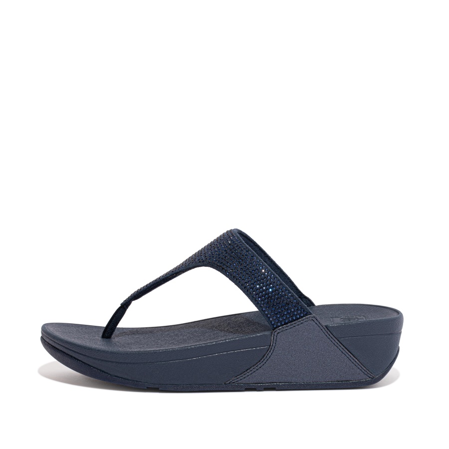 Fitflop LULU Crystal Toe-Post Sandals Midnight Navy