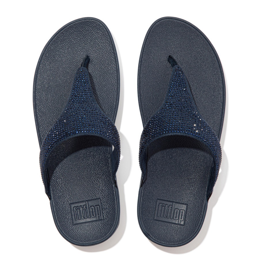 Fitflop LULU Crystal Toe-Post Sandals Midnight Navy