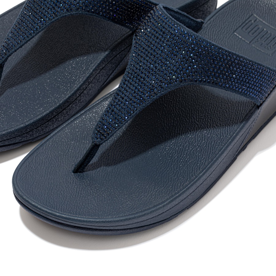 Fitflop LULU Crystal Toe-Post Sandals Midnight Navy