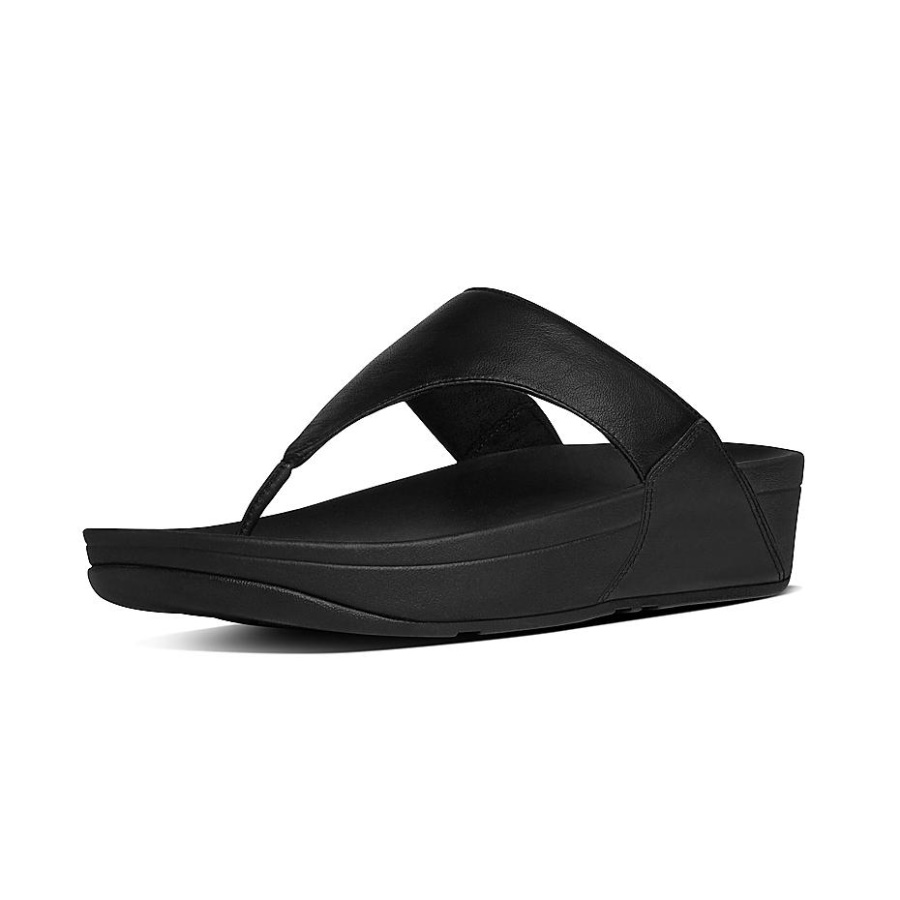 Fitflop LULU Leather Toe-Post Sandals Black