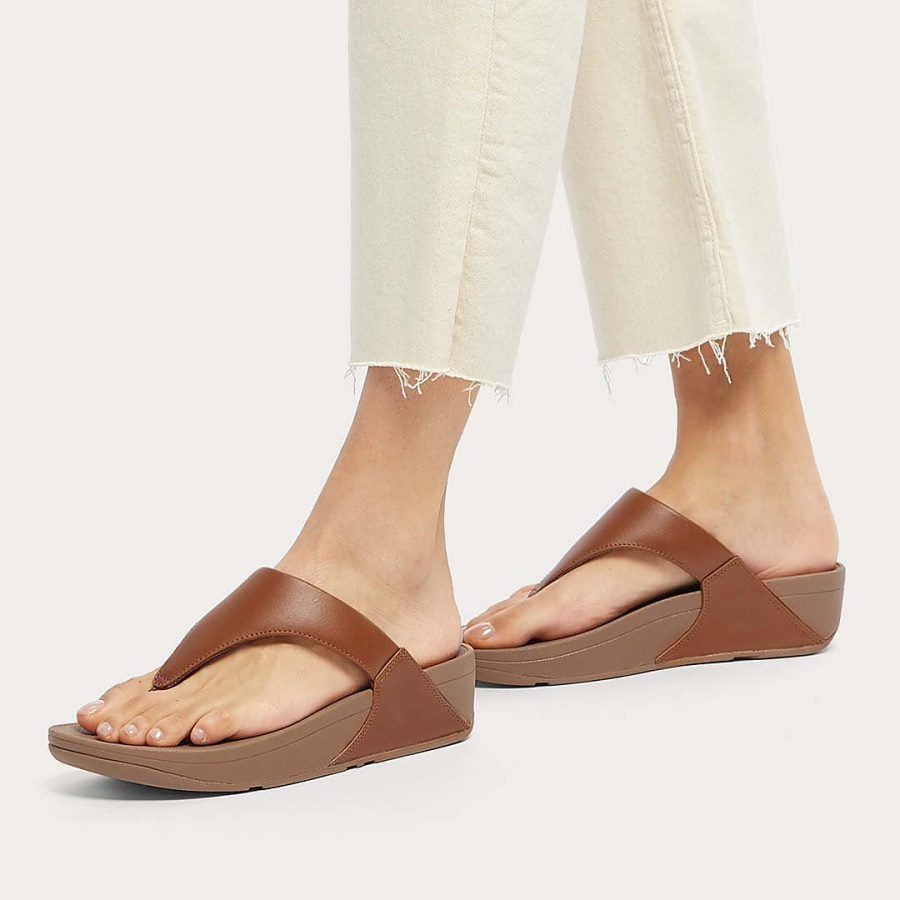 Fitflop LULU Leather Toe-Post Sandals Light Tan