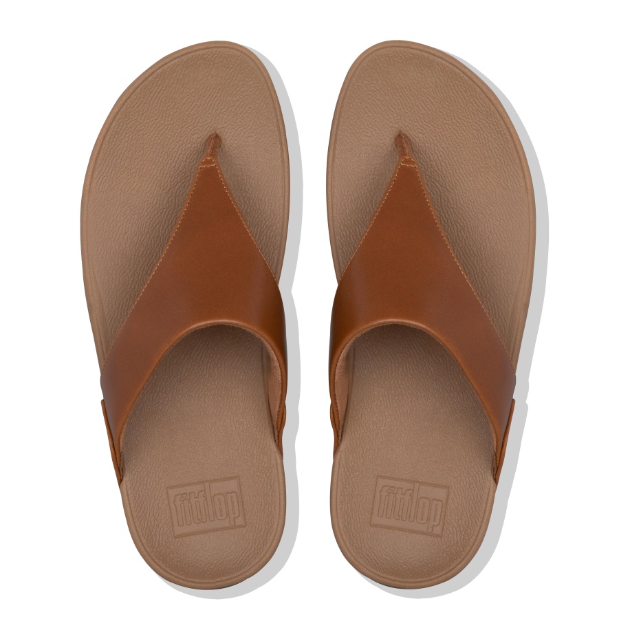 Fitflop LULU Leather Toe-Post Sandals Light Tan