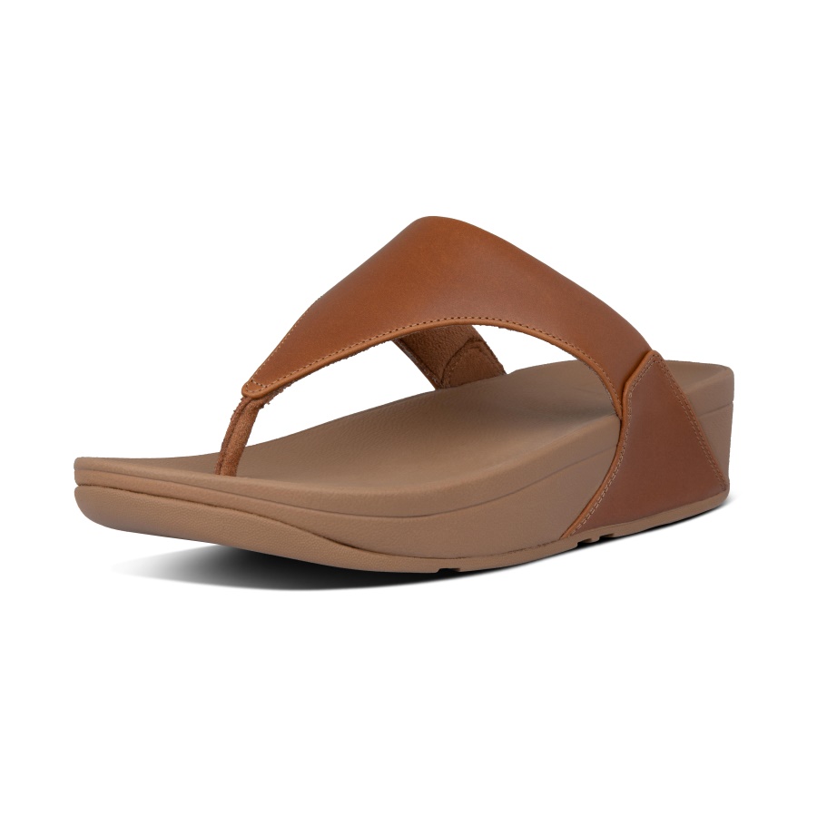 Fitflop LULU Leather Toe-Post Sandals Light Tan