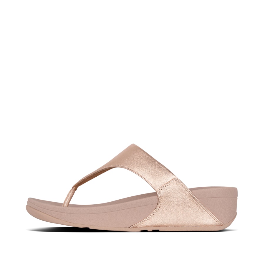 Fitflop LULU Leather Toe-Post Sandals Rose Gold