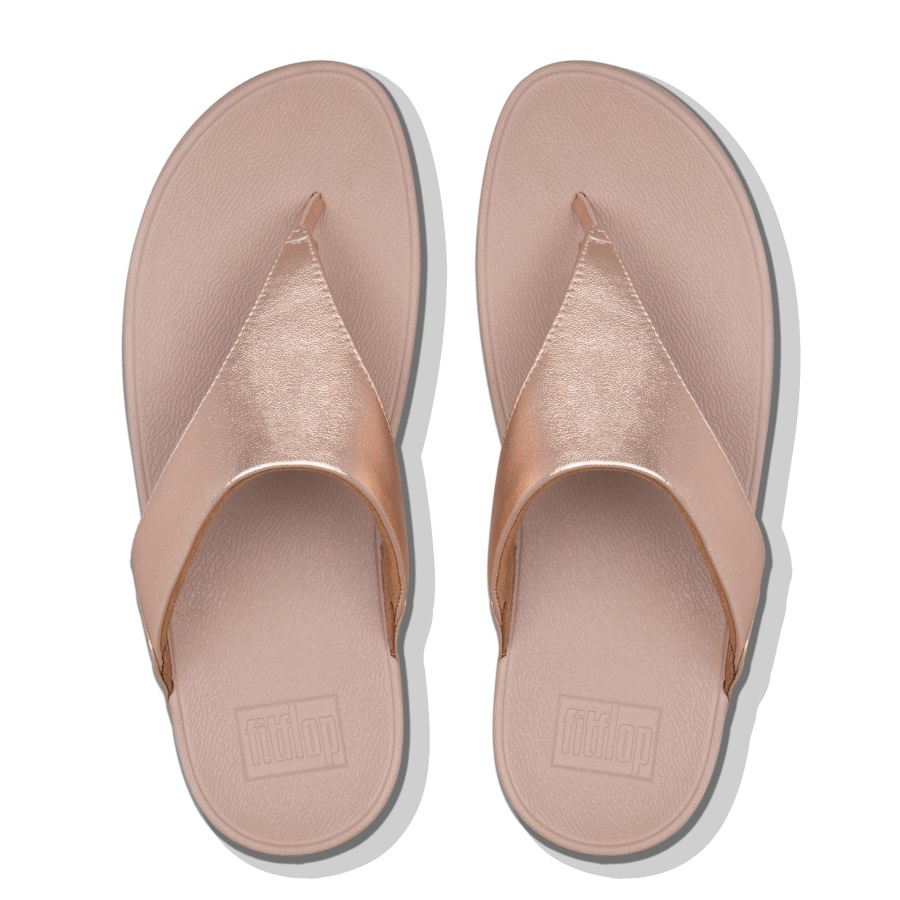 Fitflop LULU Leather Toe-Post Sandals Rose Gold