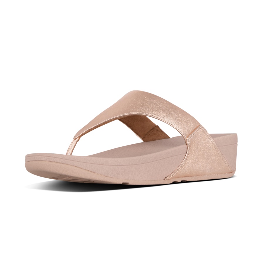 Fitflop LULU Leather Toe-Post Sandals Rose Gold