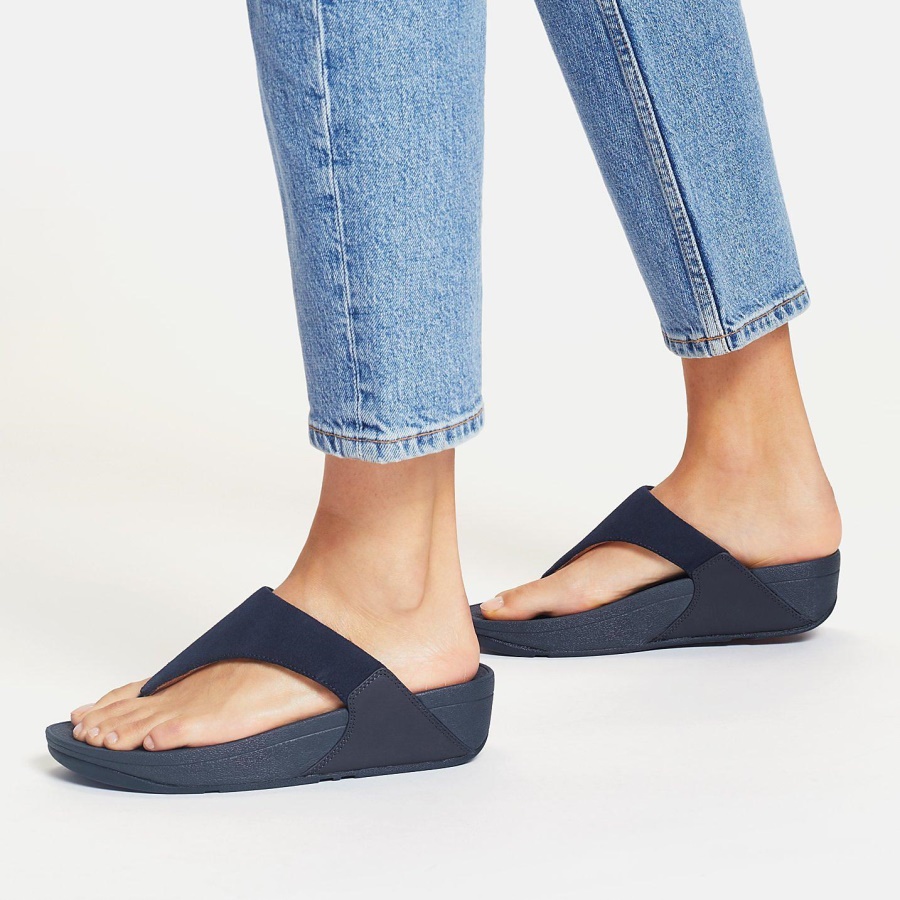 Fitflop LULU Suede Toe-Post Sandals Midnight Navy