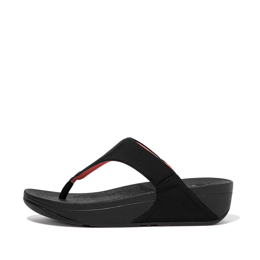 Fitflop LULU Water-Resistant Toe-Post Sandals Black-Sunshine Coral