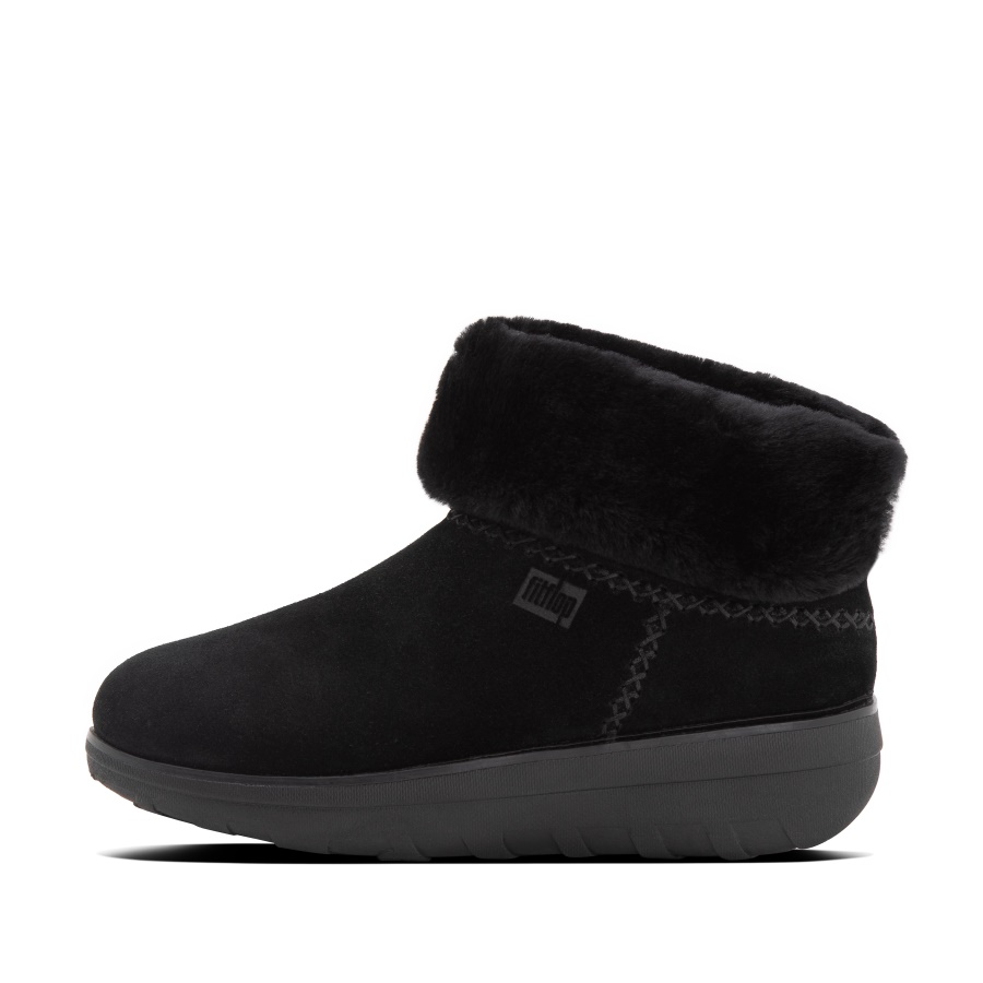 Fitflop MUKLUK SHORTY Shearling-Lined Suede Ankle Boots All Black