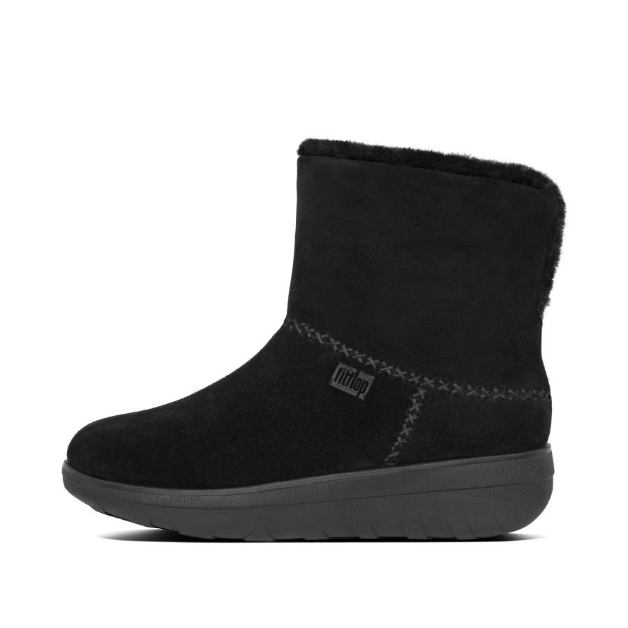 Fitflop MUKLUK SHORTY Shearling-Lined Suede Ankle Boots All Black