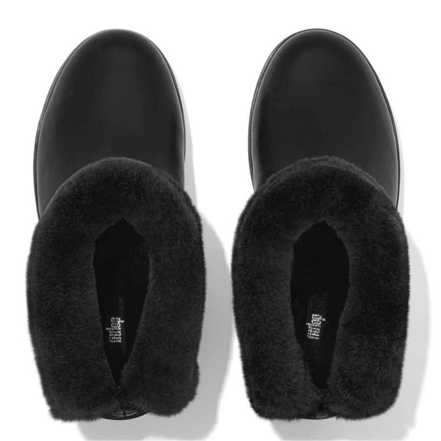 Fitflop MUKLUK SHORTY Waterproof Shearling-Lined Ankle Boots All Black