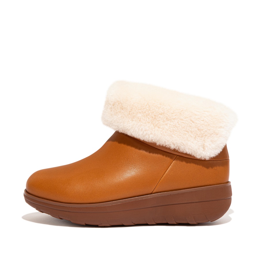 Fitflop MUKLUK SHORTY Waterproof Shearling-Lined Ankle Boots Light Tan