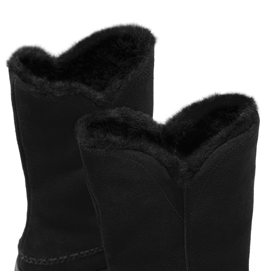 Fitflop MUKLUK Shearling-Lined Suede Calf Boots All Black