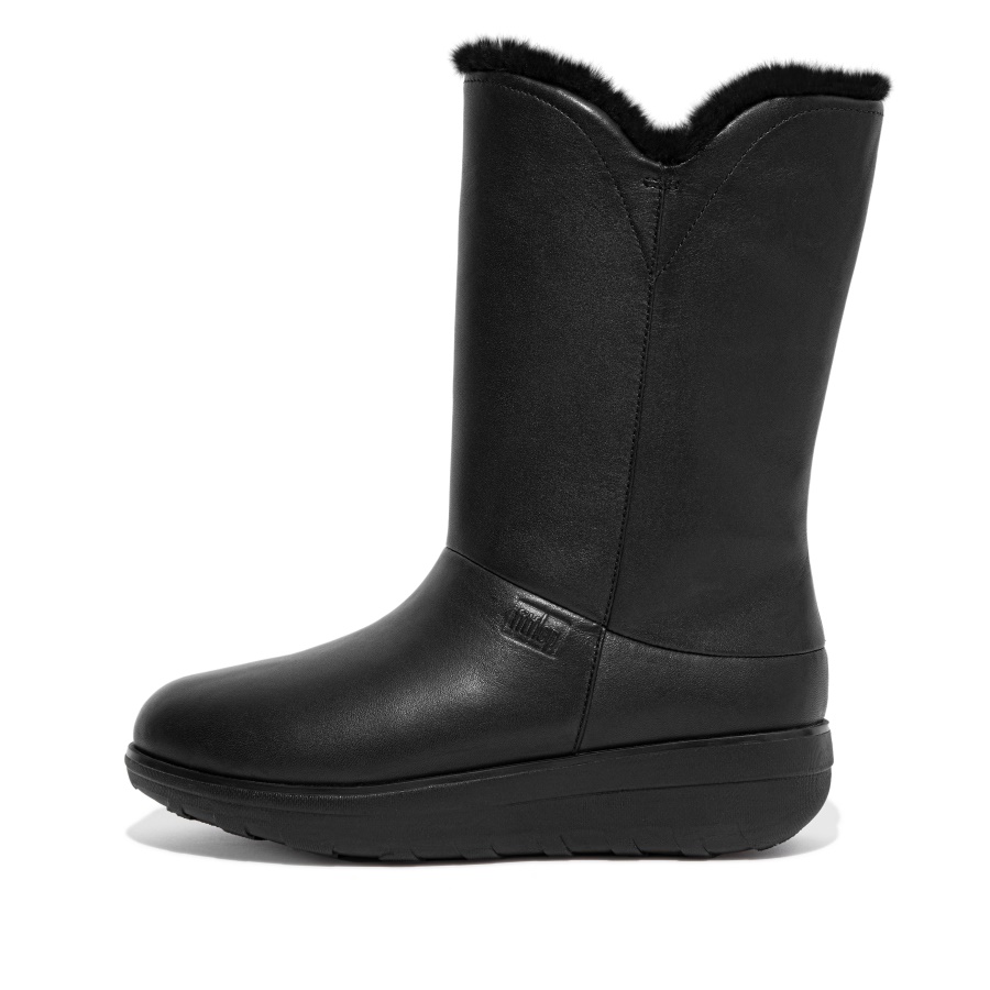 Fitflop MUKLUK Waterproof Shearling Calf Boots All Black