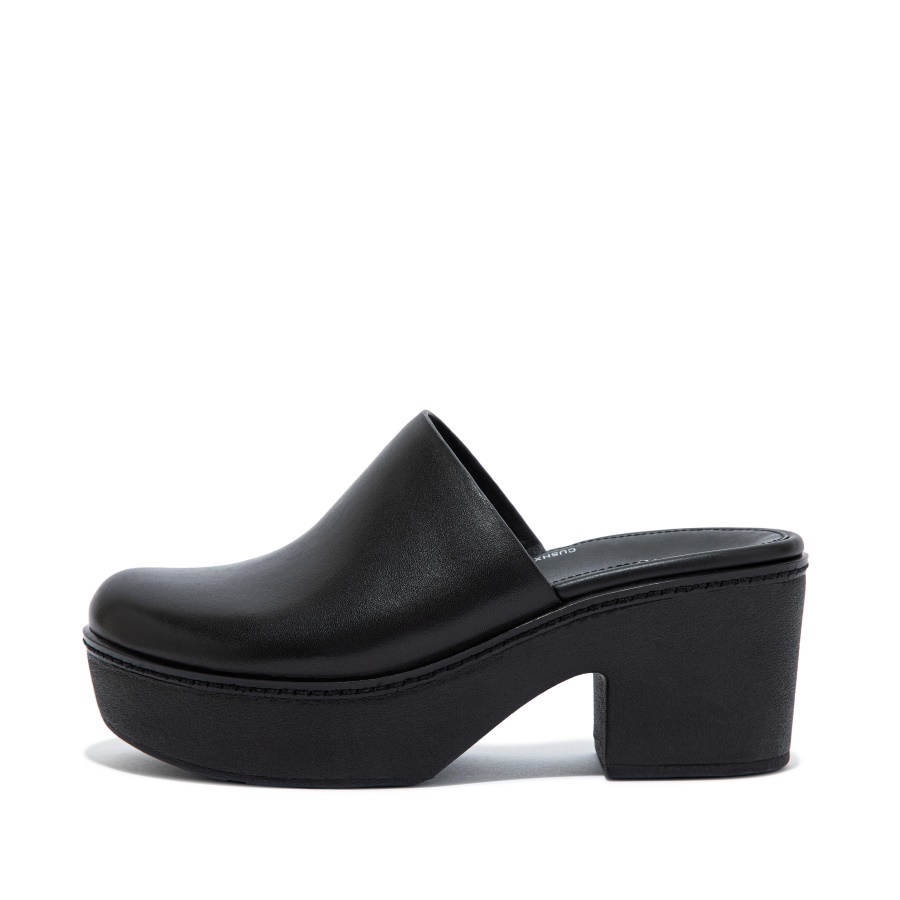 Fitflop PILAR Leather Mule Platforms All Black