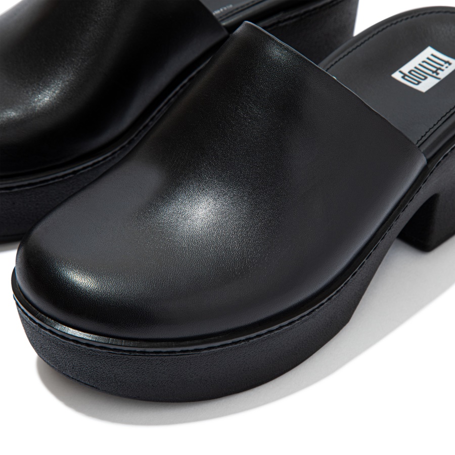 Fitflop PILAR Leather Mule Platforms All Black