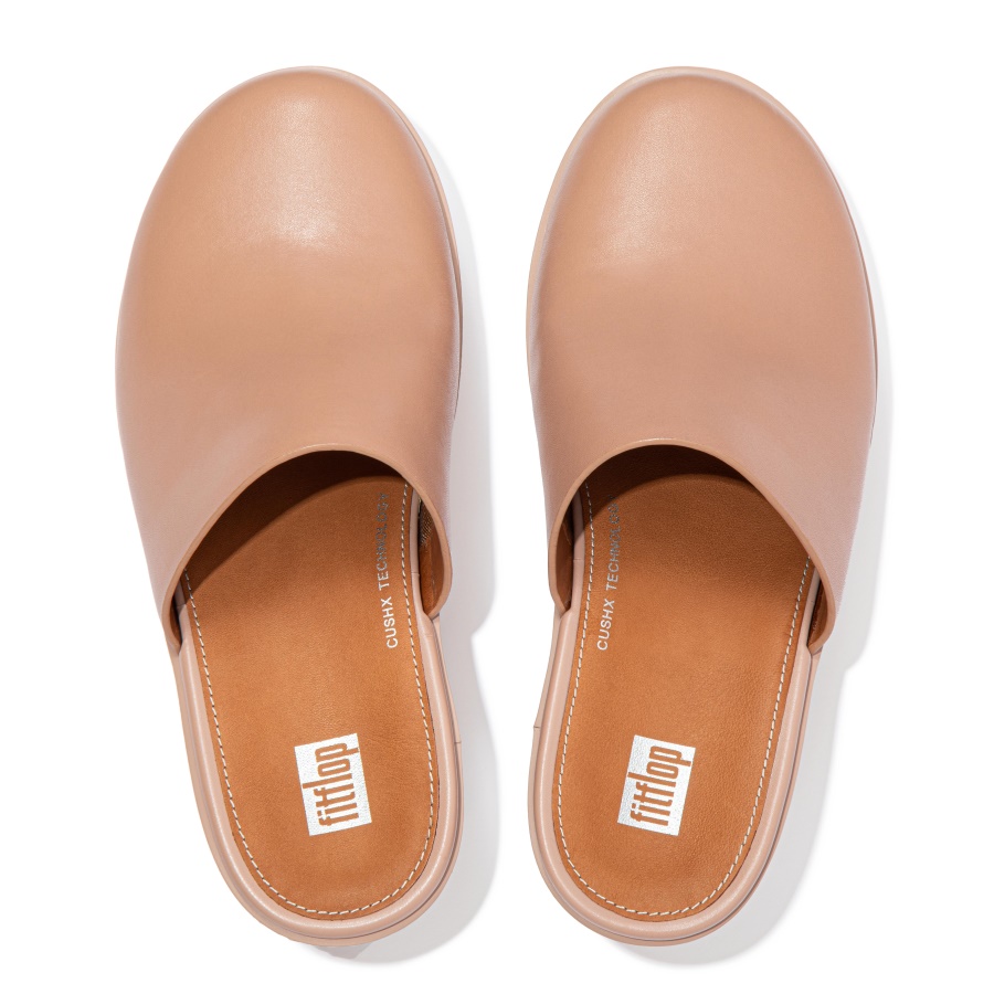 Fitflop PILAR Leather Mule Platforms Naked Pink