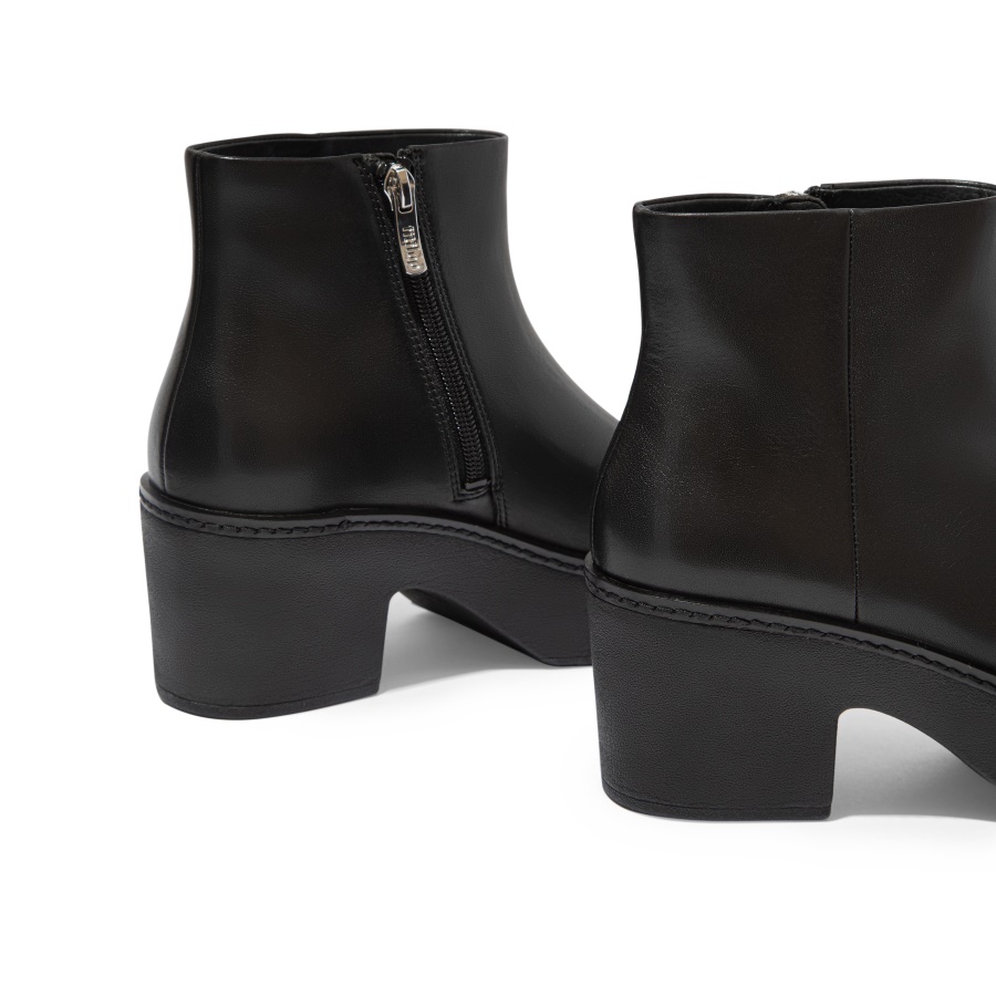 Fitflop PILAR Leather Platform Ankle Boots All Black