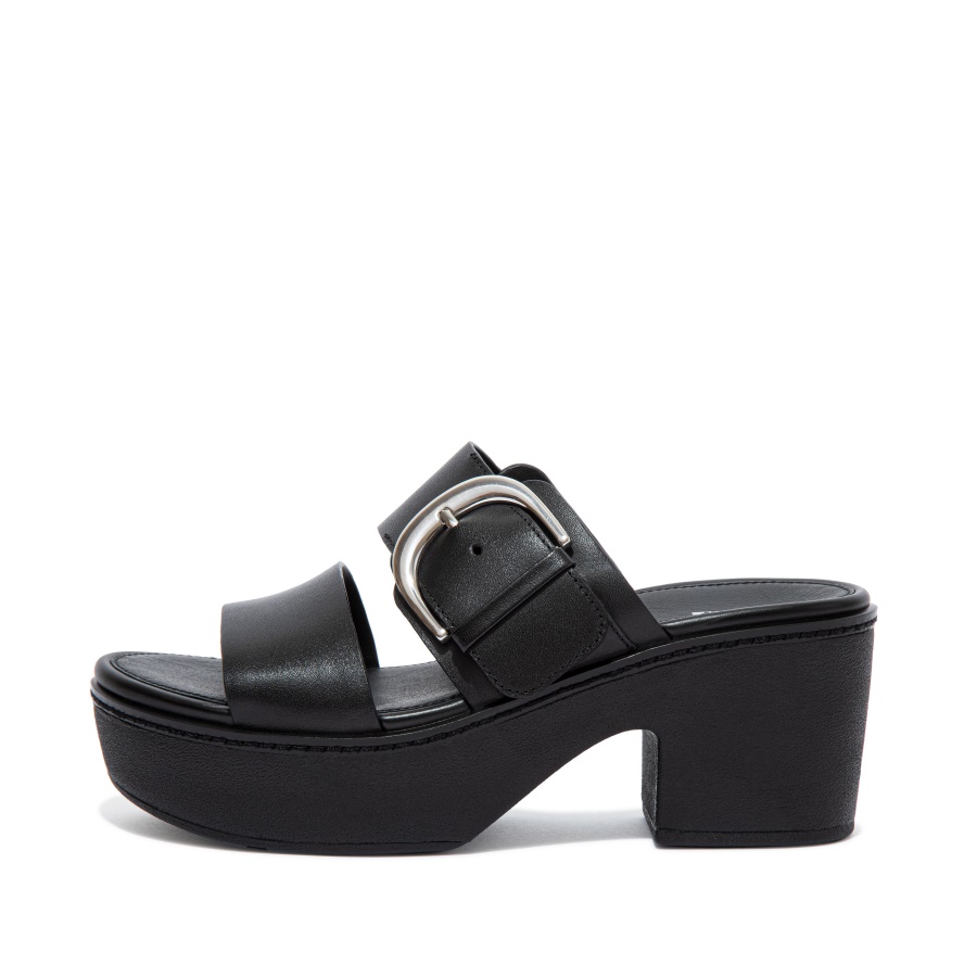 Fitflop PILAR Leather Slide Platforms All Black