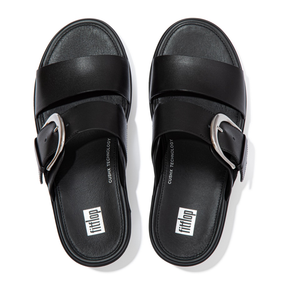 Fitflop PILAR Leather Slide Platforms All Black