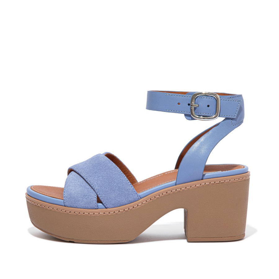 Fitflop PILAR Suede-Mix Ankle-Strap Platform Sandals Wild Lavender