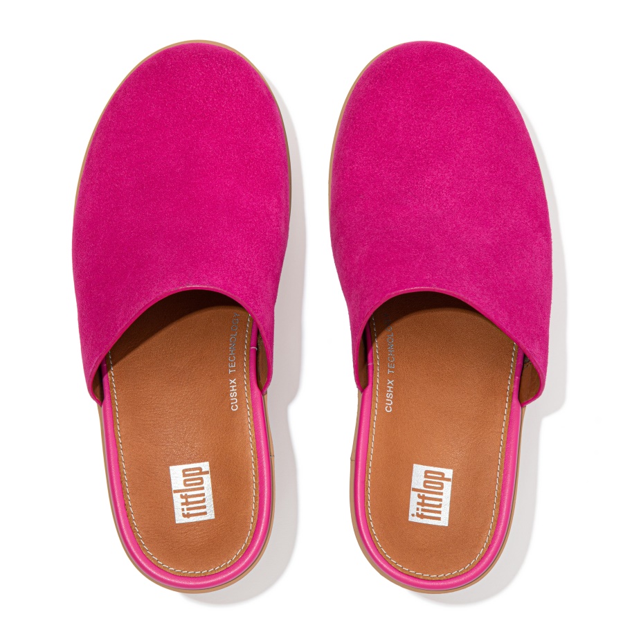 Fitflop PILAR Suede Mule Platforms Fuchsia Rose