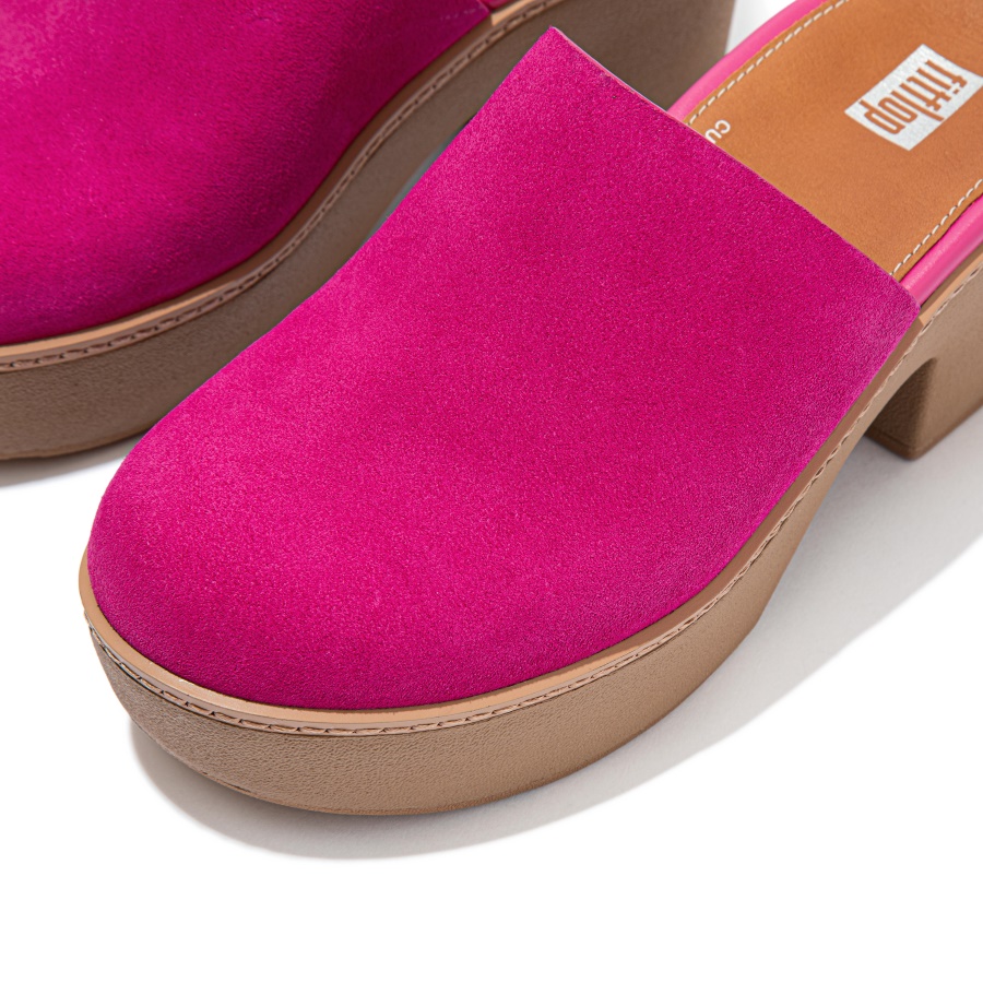 Fitflop PILAR Suede Mule Platforms Fuchsia Rose