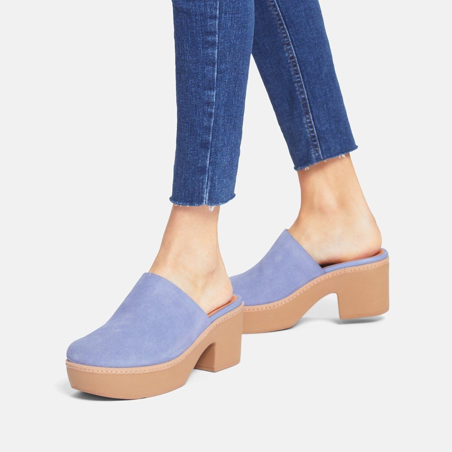 Fitflop PILAR Suede Mule Platforms Wild Lavender