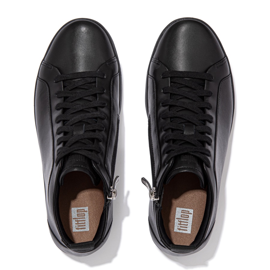 Fitflop RALLY Leather High-Top Sneakers All Black