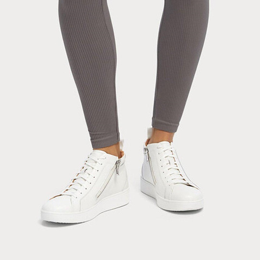 Fitflop RALLY Leather High-Top Sneakers Urban White