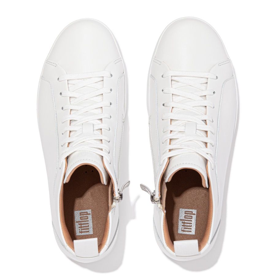 Fitflop RALLY Leather High-Top Sneakers Urban White