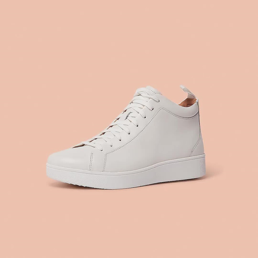 Fitflop RALLY Leather High-Top Sneakers Urban White