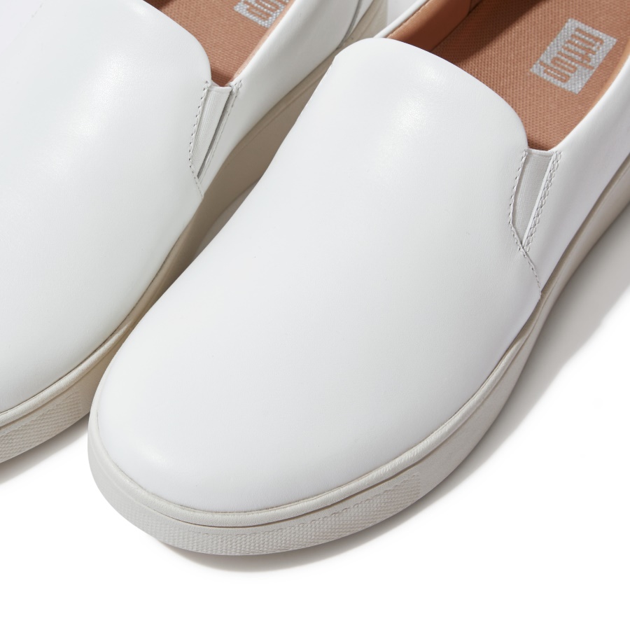 Fitflop RALLY Leather Slip-On Skate Sneakers Urban White