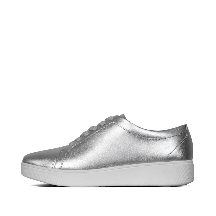 Fitflop RALLY Metallic Leather Sneakers Silver