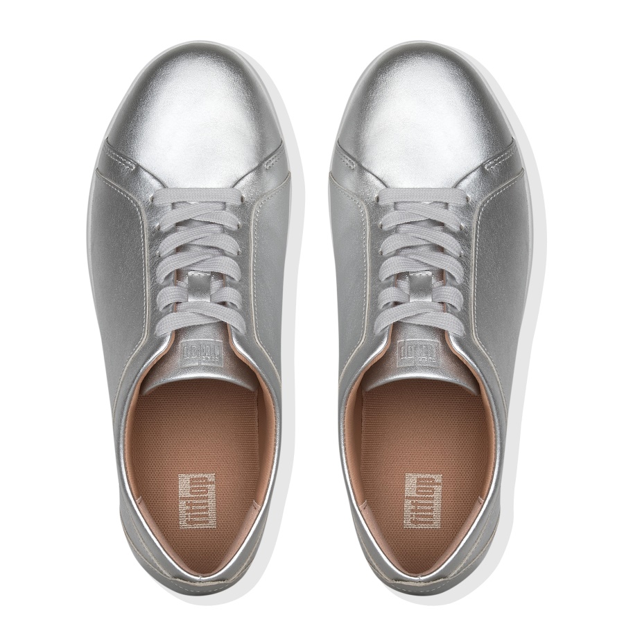 Fitflop RALLY Metallic Leather Sneakers Silver