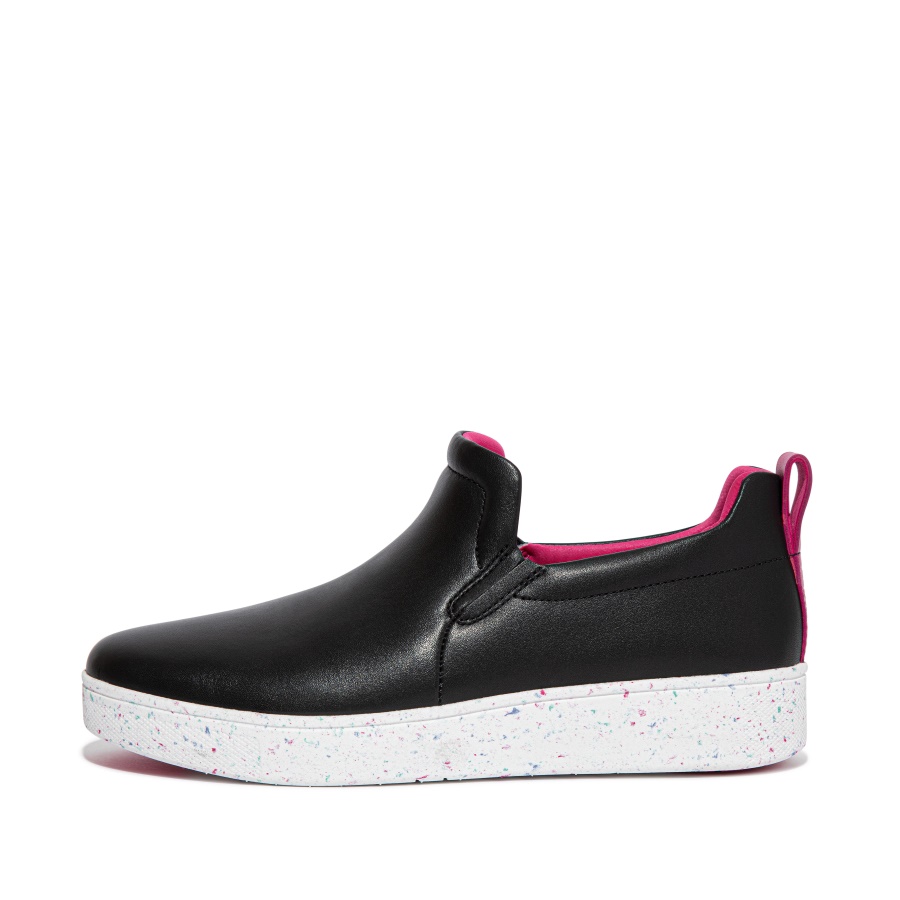 Fitflop RALLY Speckle-Sole Leather Skate Sneakers Black Mix