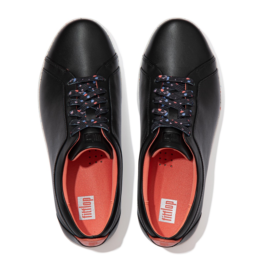 Fitflop RALLY Speckle-Sole Leather Sneakers Black Mix