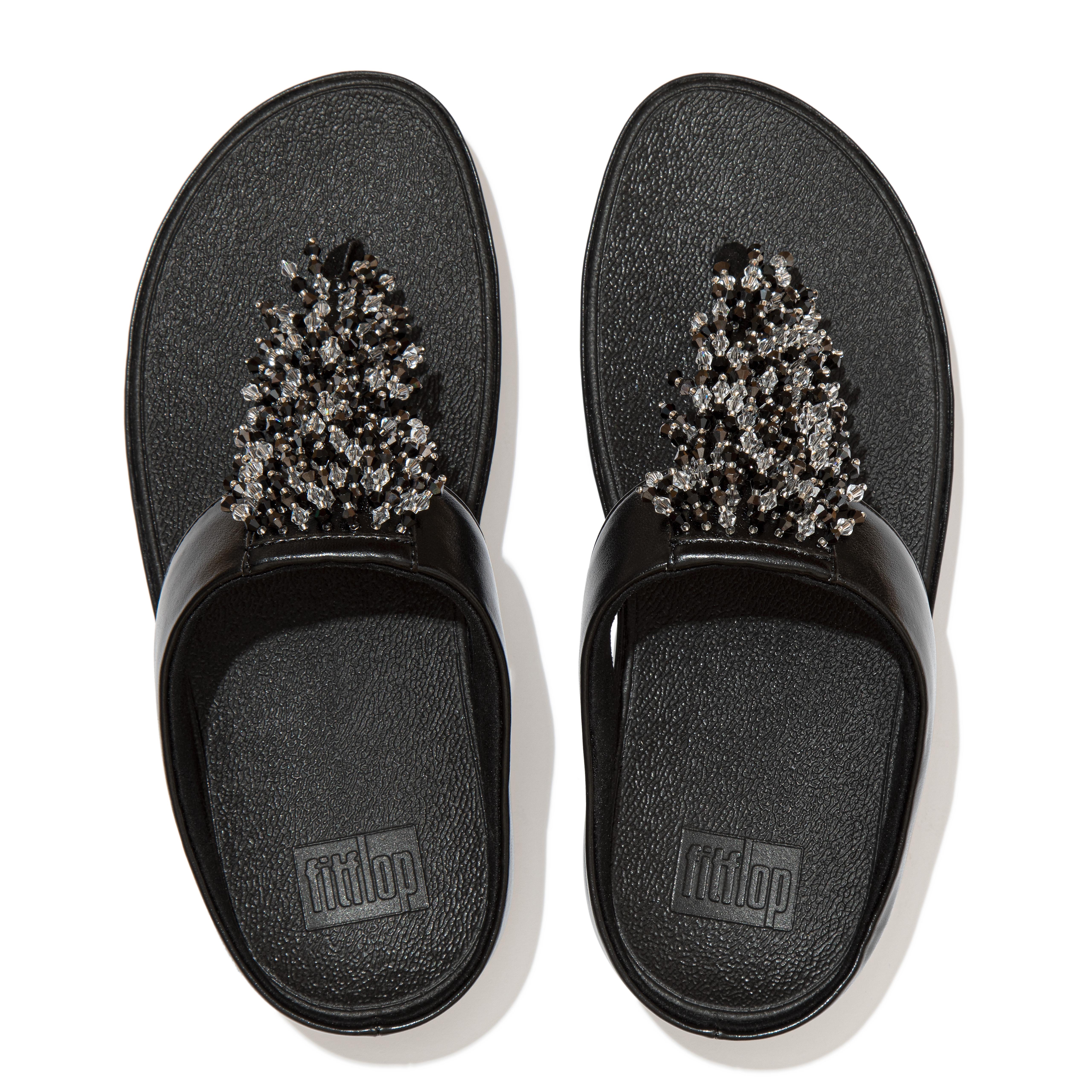 Fitflop RUMBA Beaded Toe-Post Sandals All Black