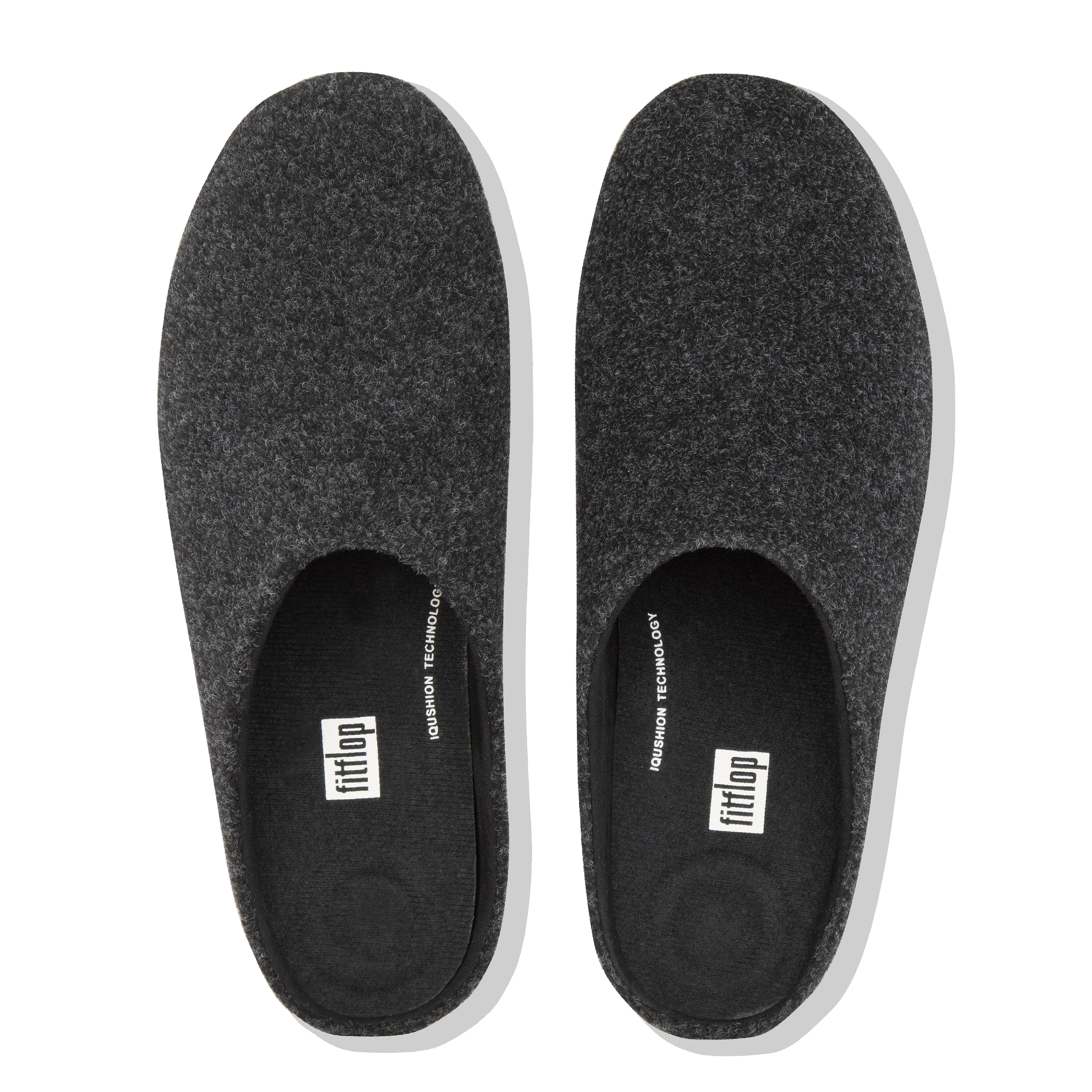 Fitflop SHOVE Mens Felt Slippers All Black