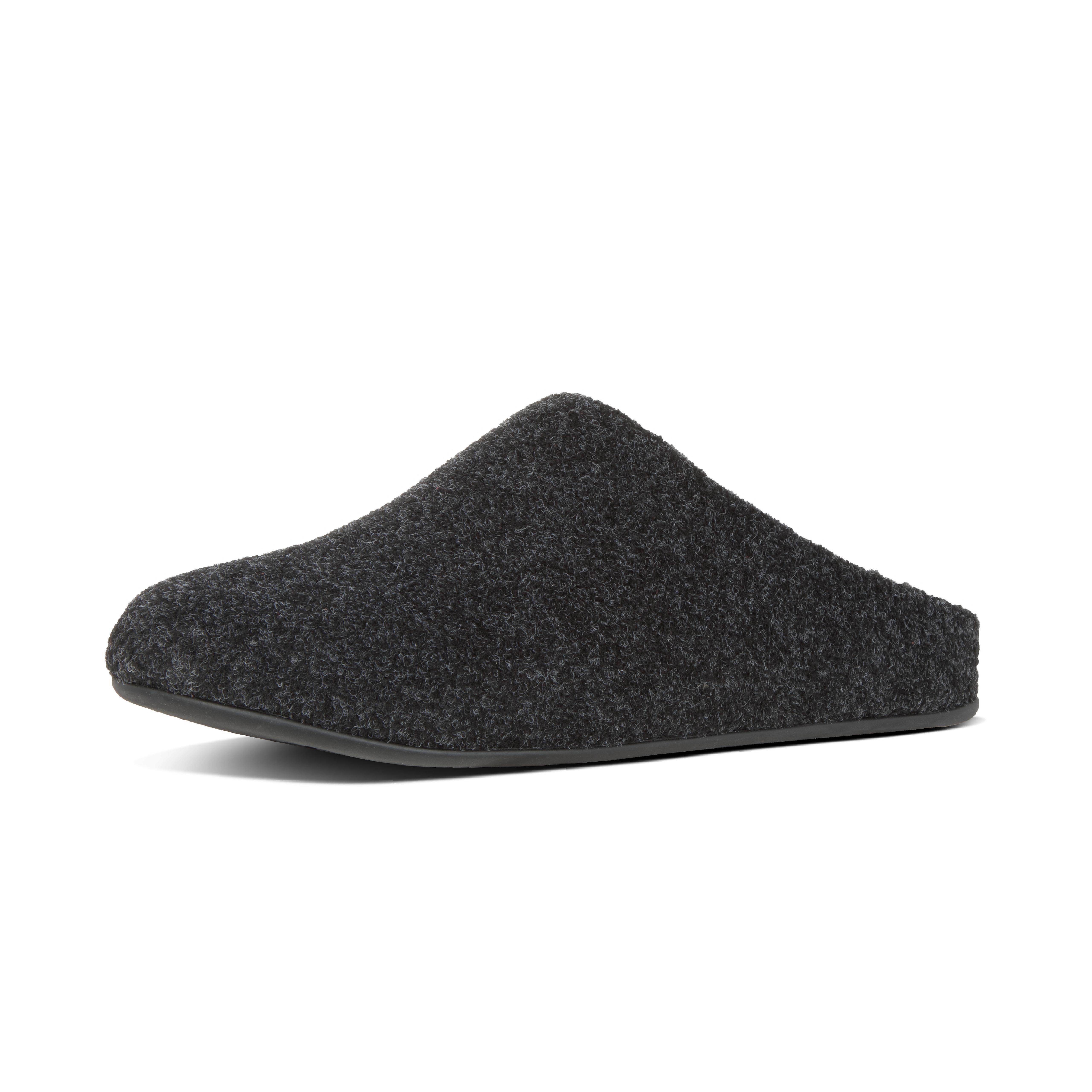 Fitflop SHOVE Mens Felt Slippers All Black